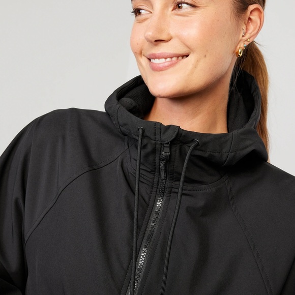 NWT OLD NAVY StretchTech Hooded Zip Jacket Color BLACK JACK - Picture 4 of 6